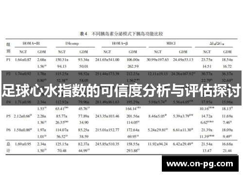 足球心水指数的可信度分析与评估探讨