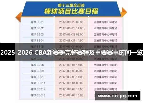 2025-2026 CBA新赛季完整赛程及重要赛事时间一览